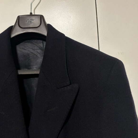 Holt Renfrew Made in England Double Breasted Navy Cashmere Overcoat Med - Large - Picture 11 of 16